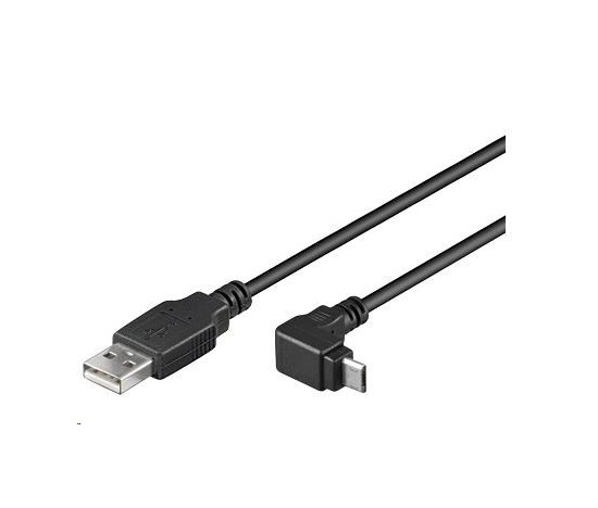 Kábel USB PREMIUMCORD 2.0 Spojovací uhol A-Micro B 90 stupňov 1 m (čierna)