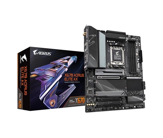GIGABYTE MB Sc AM5 X670 AORUS ELITE AX, AMD X670, 4xDDR5, 1xHDMI, WI-FI