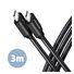 AXAGON BUCM3-CM30AB, SPEED kábel USB-C <-> USB-C, 3 m, USB 3.2 Gen 1, PD 60W 3A, ALU, opletenie, čierny