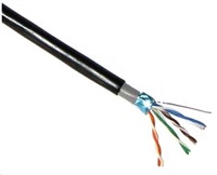 Kábel FTP LYNX Cat5E, drôt, dvojitý vonkajší PE+PVC, čierny, 305 m cievka