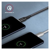 AXAGON BUCM-AM10AB, HQ kábel USB-C <-> USB-A, 1 m, USB 2.0, 3A, ALU, opletenie, čierny