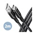 AXAGON BUCM-AM20AB, HQ kábel USB-C <-> USB-A, 2 m, USB 2.0, 3A, ALU, opletenie, čierny