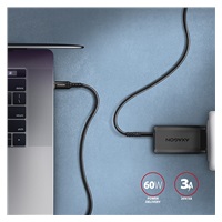 AXAGON BUCM-CM30AB, HQ kábel USB-C <-> USB-C, 3 m, USB 2.0, PD 60W 3A, ALU, opletenie, čierny