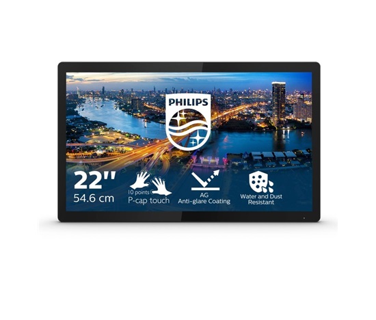 Philips MT LED 21,5" 222B9T/00 - 1920x1080,50M:1, 250cd, HDMI, VGA, DVI-D, DP, USB, repro, dotykový