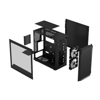 FRACTAL DESIGN skříň Focus 2 RGB Black TG Clear Tint, 2x USB 3.0, bez zdroje, mATX