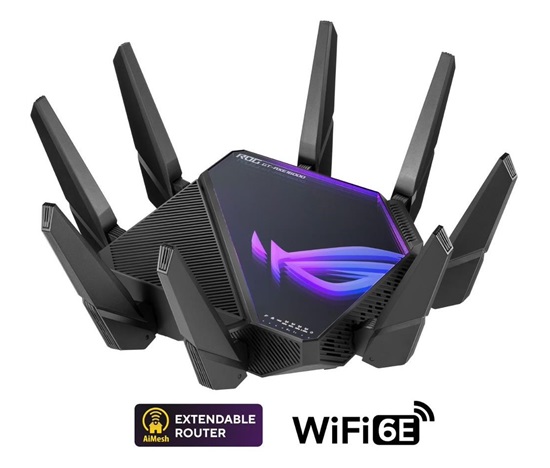 ASUS ROG Rapture GT-AX16000 (AXE16000) WiFi 6E Extendable Gaming Router, 10G & 2.5G porty, Aimesh, 4G/5G