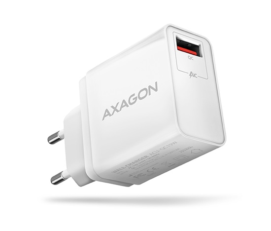 AXAGON ACU-QC19W, QC nabíjačka do siete 19W, 1x port USB-A, QC3.0/AFC/FCP/SMART, biela