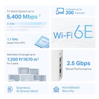 TP-Link Deco XE75 Pro(3-pack) WiFi6E Mesh (AXE5400,2,4GHz/5GHz/6GHz,1x2,5GbELAN/WAN,2xGbELAN)