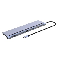 PREMIUMCORD Dokovací stanice USB-C 10v1, 1xHDMI, 1xVGA, 2xUSB-C, 3xUSB, 1xRJ45, čtečka SD karet, šedá