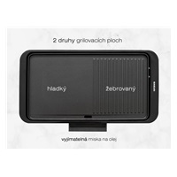 Orava Grillchef-5 elektrický stolní gril, 2000 W, 2 grilovací plochy, 60 až 220 °C, miska na okapávání