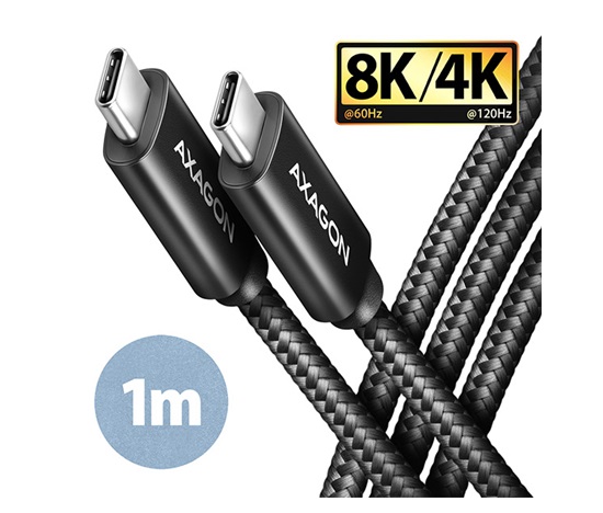 AXAGON BUCM432-CM10AB, NewGEN+ kábel USB-C <-> USB-C, 1m, USB4 Gen 3×2, PD 100W 5A, 8K HD, ALU, opletenie, čierny