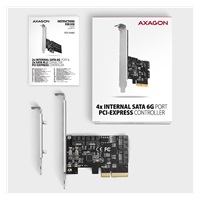 AXAGON PCES-SA4X4, PCIe radič - 4x interný SATA 6G port, ASM1164, SP & LP