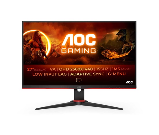 AOC MT VA LCD WLED 27" Q27G2E/BK - VA panel, 2560x1440, 1ms, 155Hz, 2xHDMI, DP