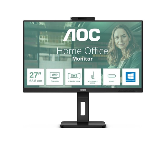 AOC MT IPS LCD WLED 27" Q27P3QW - IPS panel, 2560x1440, 350cd, 2xHDMI, DP, 4xUSB 3.2, pivot, repro, webcam