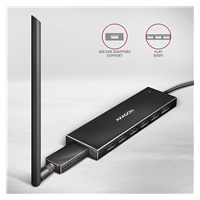 AXAGON HUE-F7A, 7x USB 3.2 Gen 1 ALU FLAT CHARGING hub, micro USB napájací konektor, kábel USB-A 1m