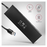 AXAGON HUE-F7A, 7x USB 3.2 Gen 1 ALU FLAT CHARGING hub, micro USB napájací konektor, kábel USB-A 1m