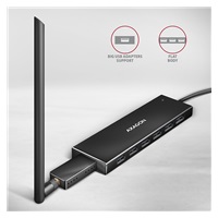 AXAGON HUE-F7C, 7x USB 3.2 Gen 1 ALU FLAT CHARGING hub, micro USB napájecí konektor, kabel USB-C 30cm