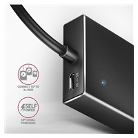 AXAGON HUE-F7C, 7x USB 3.2 Gen 1 ALU FLAT CHARGING hub, micro USB napájecí konektor, kabel USB-C 30cm
