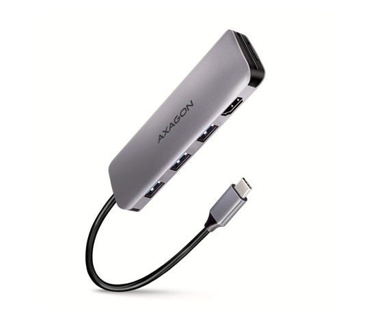 AXAGON HMC-HCR3A, USB 3.2 Gen 1 hub, porty 3x USB-A, HDMI 4k/30Hz, SD/microSD, kabel USB-C 20cm