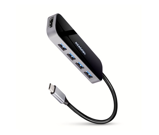 AXAGON HMC-6H4A, USB 3.2 Gen 1 hub, porty 4x USB-A, HDMI 4k/30Hz, PD 100W, kábel USB-C 20cm