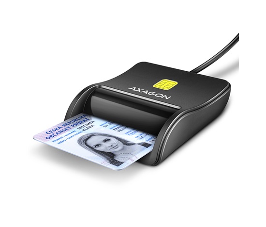 AXAGON CRE-SM3N, USB-A FlatReader čítačka kontaktných kariet ID card (eID klient), kábel 1,3 m