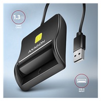 AXAGON CRE-SM3N, USB-A FlatReader čítačka kontaktných kariet ID card (eID klient), kábel 1,3 m