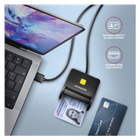 AXAGON CRE-SM3SD, USB-A FlatReader 4-slot čítačka kariet ID card (eID klient) + SD/microSD/SIM, 1,3 m kábel
