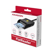 AXAGON CRE-SM3SD, USB-A FlatReader 4-slot čítačka kariet ID card (eID klient) + SD/microSD/SIM, 1,3 m kábel