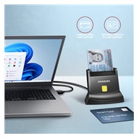 AXAGON CRE-SM4N, USB-A StandReader čítačka kontaktných kariet ID card (eID klient), kábel 1,3 m