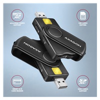 AXAGON CRE-SMP2A, USB-A + USB-C PocketReader 4-slot čítačka Smart card (eID klient) + SD/microSD/SIM