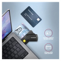AXAGON CRE-SMP2A, USB-A + USB-C PocketReader 4-slot čítačka Smart card (eID klient) + SD/microSD/SIM