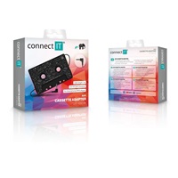 CONNECT IT AUX kazetový adaptér, 3,5 mm jack, černá