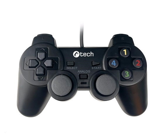 C-TECH gamepad Callon pro PC/PS3, 2x analog, X-input, vibrační, 1,8m kabel, USB