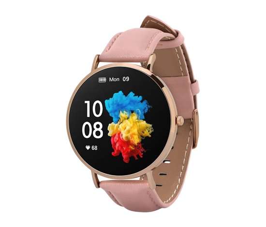 Garett Smartwatch Verona zlatá, růžový řemínek