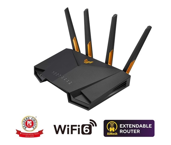 ASUS TUF-AX4200 (AX4200) WiFi 6 Extendable Gaming Router, 2.5G port, AiMesh, 4G/5G Mobile Tethering