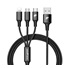 RhinoTech nabíjecí a datový kabel 3v1 USB-A (MicroUSB + Lightning + USB-C) 1,2m černá