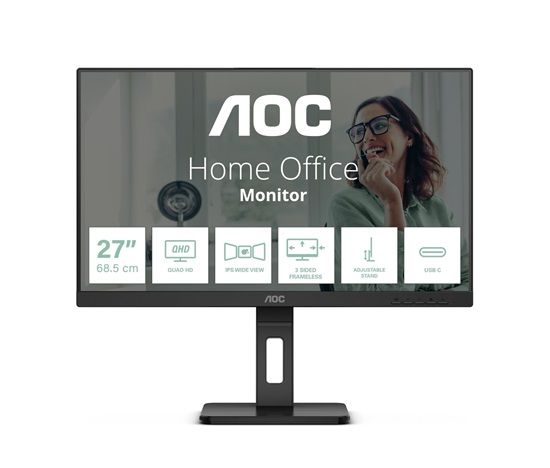 AOC MT IPS LCD WLED 27" Q27P3CV - IPS panel, 2560x1440, 350cd, 2xHDMI, DP, USB-C, 4x USB 3.2, repro, pivot