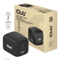 Club3D cestovní nabíječka 65W GAN technologie, 3 porty (2xUSB-C + USB-A), PPS, Power Delivery(PD) 3.0 Support