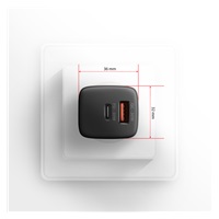AXAGON ACU-PQ30, Sil nabíjačka do siete 30W, 2x port (USB-A + USB-C), PD3.0/PPS/QC4+/SFC/AFC/Apple, čierna