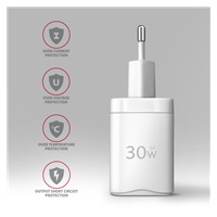 AXAGON ACU-PQ30W, Sil nabíjačka do siete 30W, 2x port (USB-A + USB-C), PD3.0/PPS/QC4+/SFC/AFC/Apple, biela