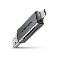 AXAGON CRE-DAC, USB-C + USB-A, 5 Gb/s - MINI čítačka kariet, 2 sloty & lun SD/microSD, podpora UHS-I