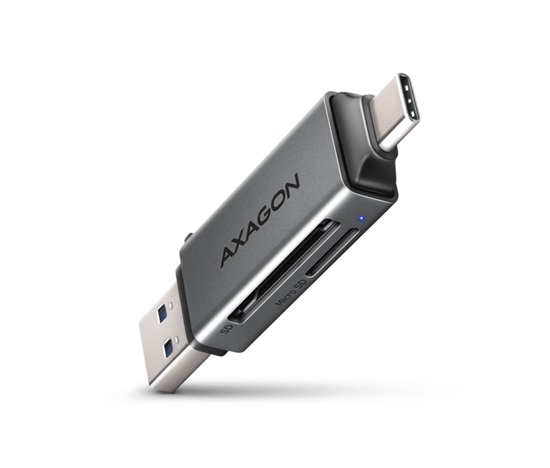 AXAGON CRE-DAC, USB-C + USB-A, 5 Gb/s - MINI čítačka kariet, 2 sloty & lun SD/microSD, podpora UHS-I