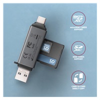 AXAGON CRE-DAC, USB-C + USB-A, 5 Gb/s - MINI čítačka kariet, 2 sloty & lun SD/microSD, podpora UHS-I