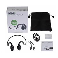 EVOLVEO bezdrátová sluchátka BoneSwim MP3 16GB, na lícní kosti, šedá