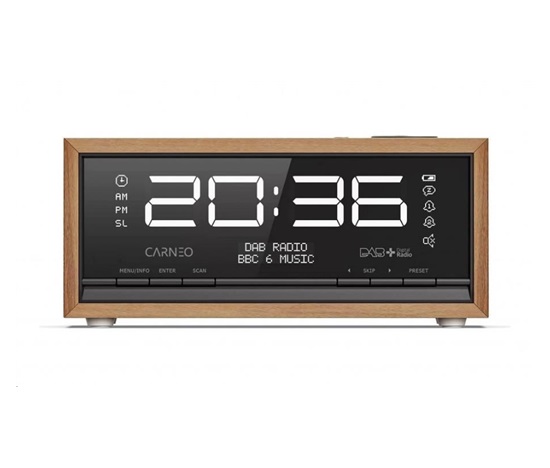 CARNEO C100, rádio DAB+, FM, BT, budík, OLED, wood