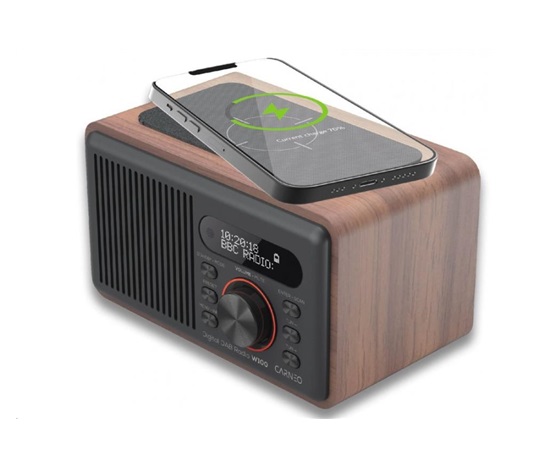 CARNEO W100 Rádio DAB+, FM, BT, Wireless charging, wood