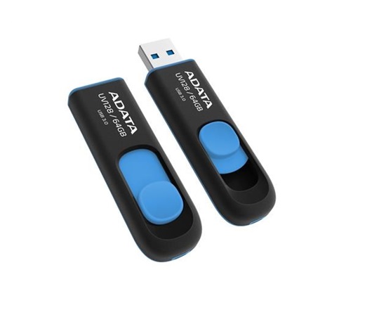 ADATA Flash disk 128GB UV128, USB 3.1 Dash Drive (R:90/W:40 MB/s) čierna/modrá