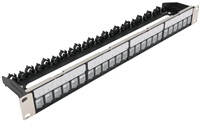 19" modulární stíněný patch panel XtendLan 24port, 4x demontovatelný modul, černý