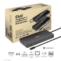 Club3D Dokovací stanice USB-C 11v1, 2xDP, 3xUSB-C, 3xUSB, 1xRJ45, čtečka SD karet, černá