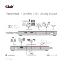 Club3D Dokovací stanice USB-C 11v1, 2xDP, 3xUSB-C, 3xUSB, 1xRJ45, čtečka SD karet, černá
